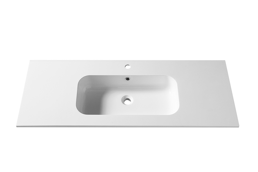 Semi embedded artificial stone integrated single washbasin