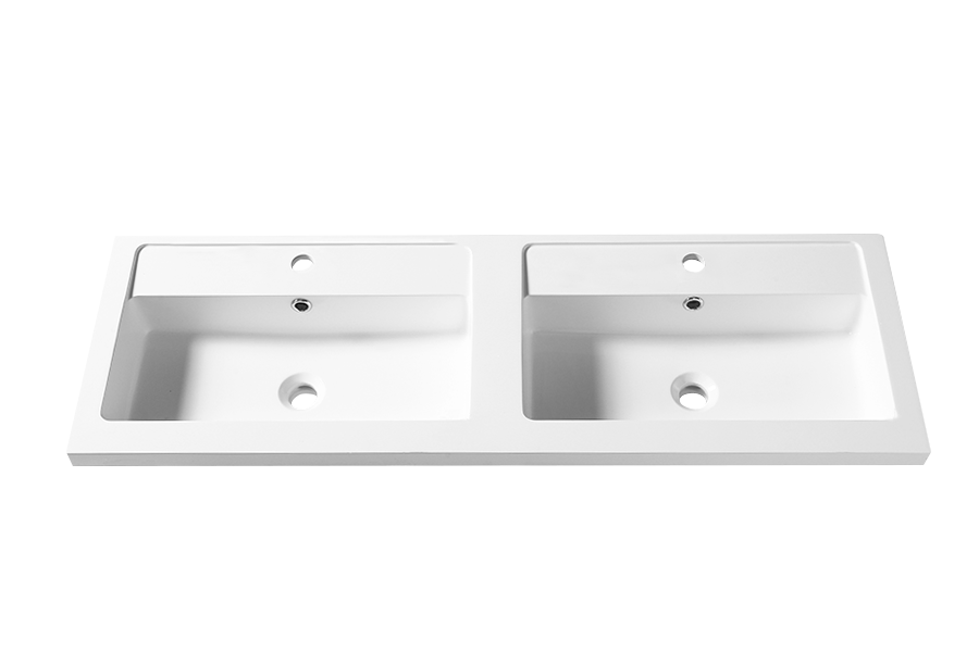 Artificial stone integrated double basin