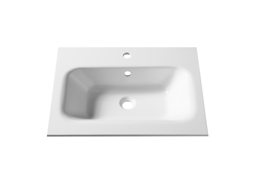 Cabinet customized thin edge basin semi embedded artificial stone integrated bathroom washbasin