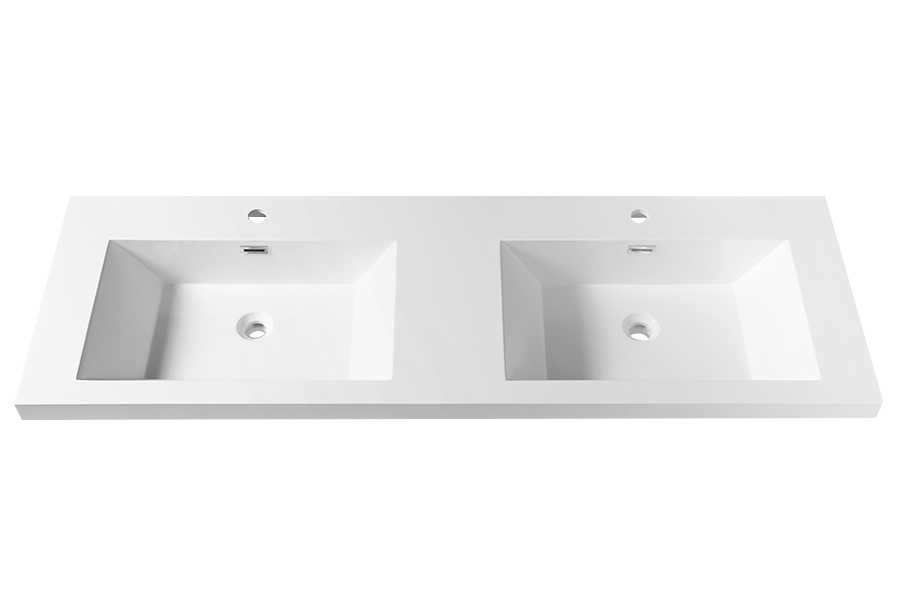 Nordic simple artificial stone integrated embedded double basin
