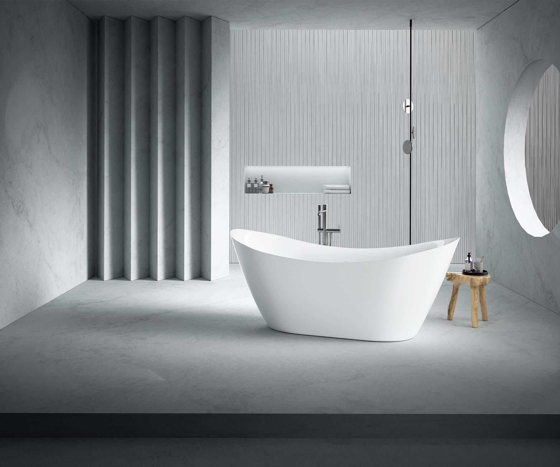 312 Freestanding industrial style long square thermal insulation multi-size integrated bathtub