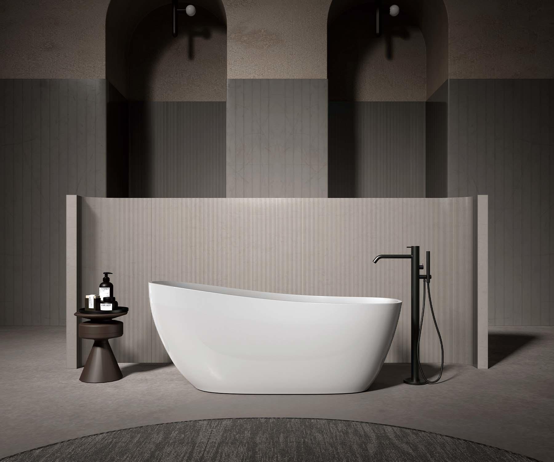 311 Freestanding thin edge bright white acrylic integrated household bathtub