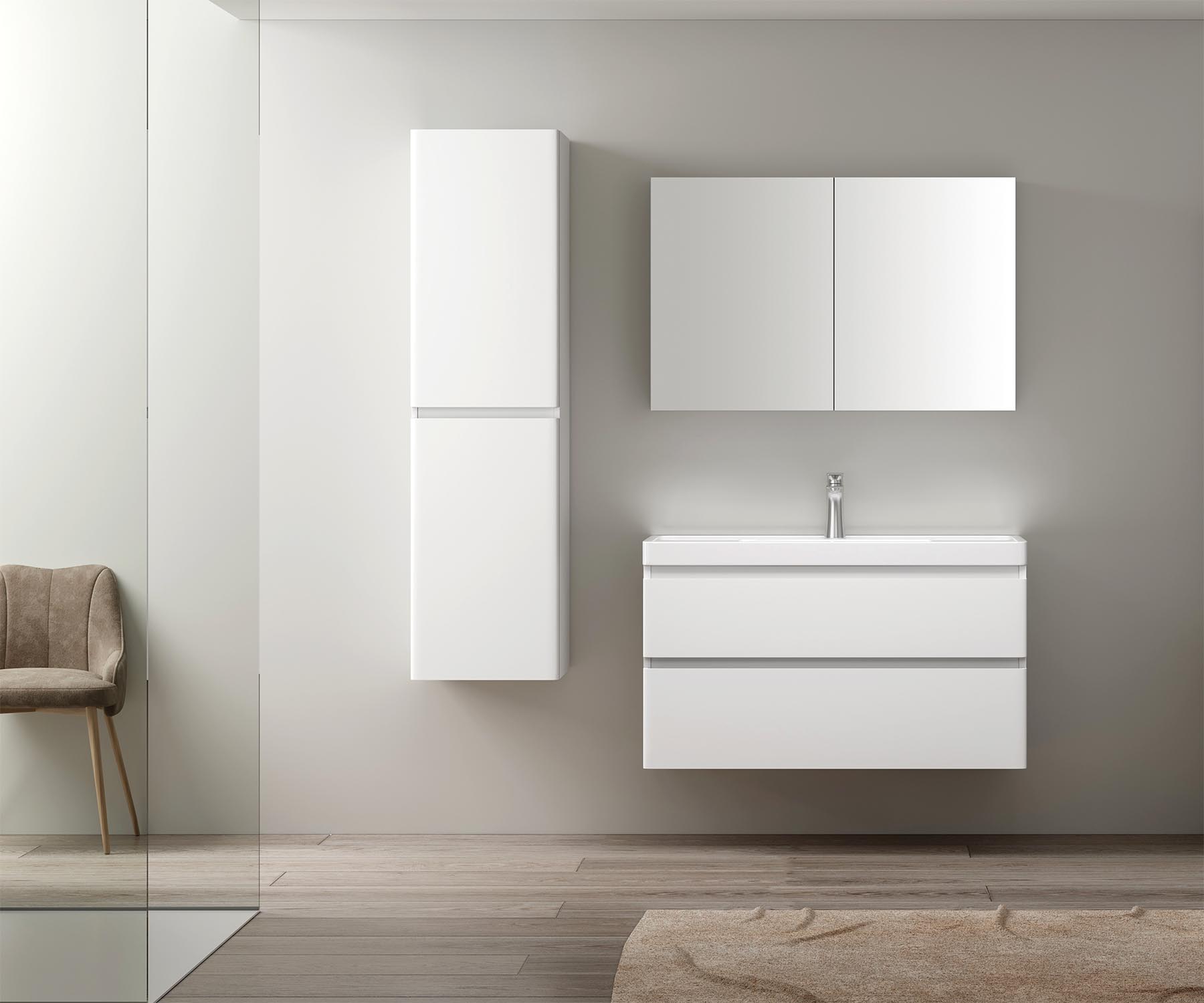 MDF Drawing Board Wall Mounted Bathroom Cabinet