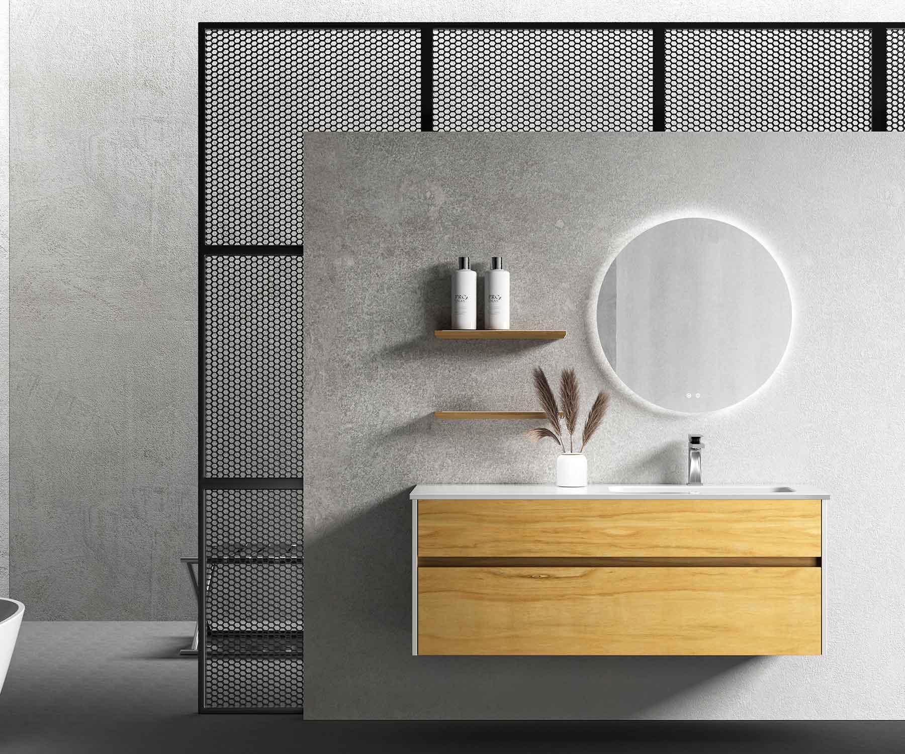 MFC paint-free board ultra-thin U-shaped drawer wall-mounted bathroom cabinet