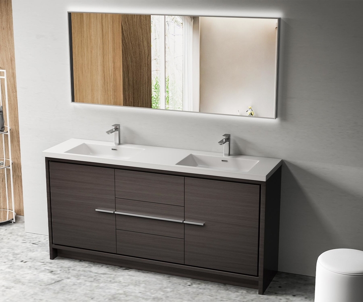 Ceramic Basin Solid Wood main Cabinet Freestanding Bathroom Cabinet