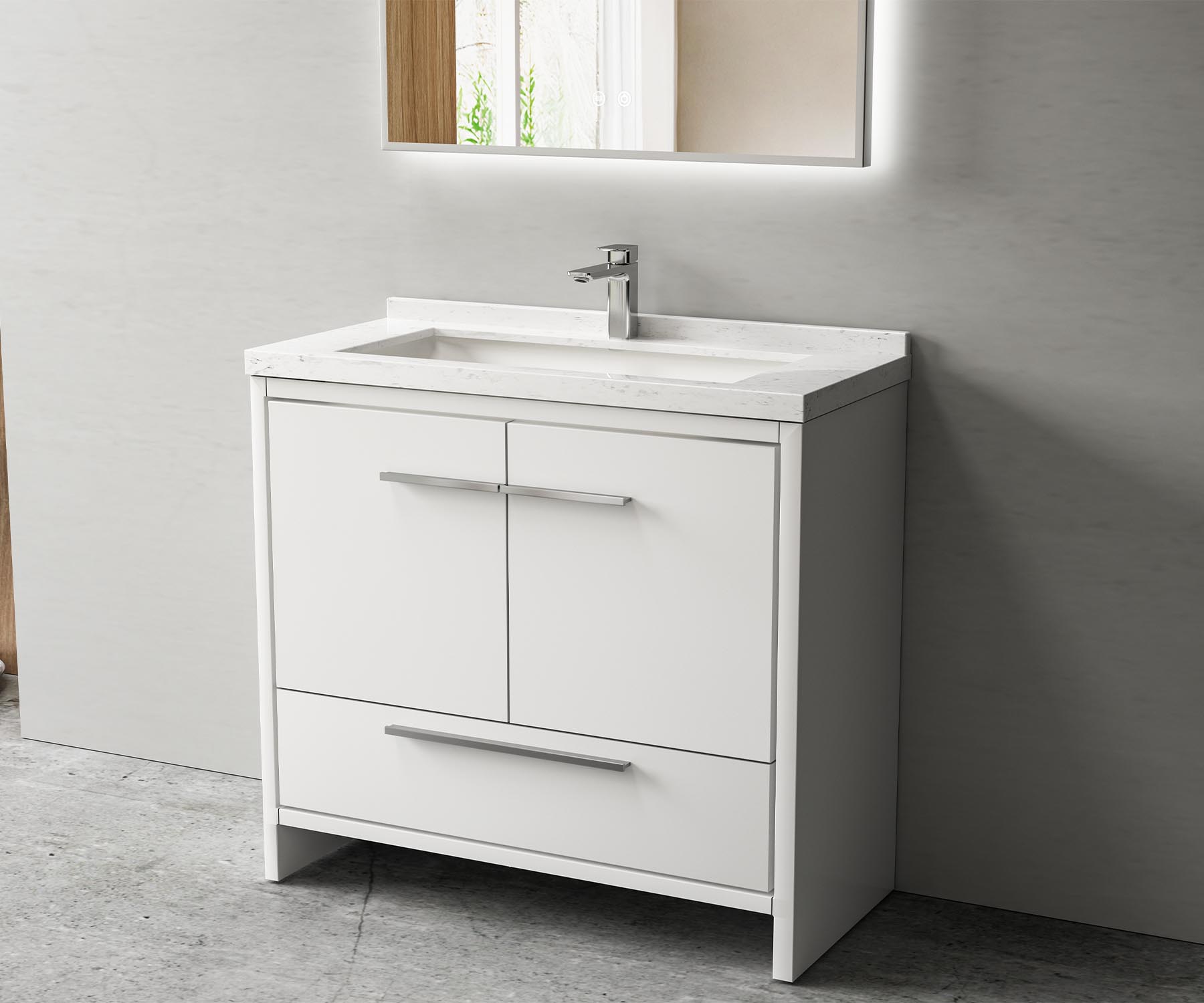 Metal handle MFC paint free board freestanding bathroom cabinet