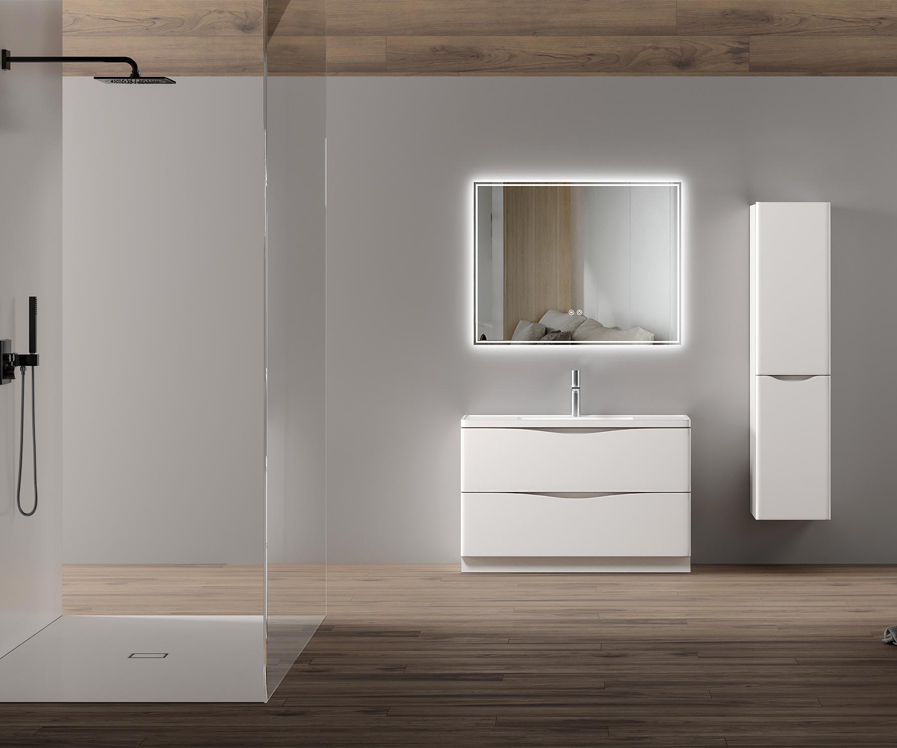 MDF laminate freestanding bathroom cabinet