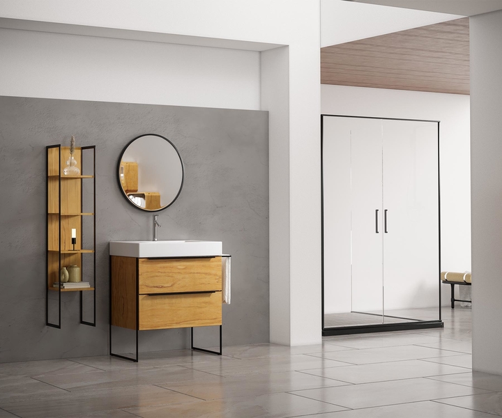 Touch switch freestanding bathroom cabinet