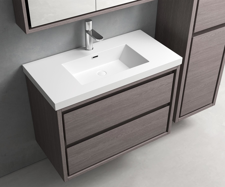 Resin basin MFC paint-free board material wall-mounted bathroom cabinet