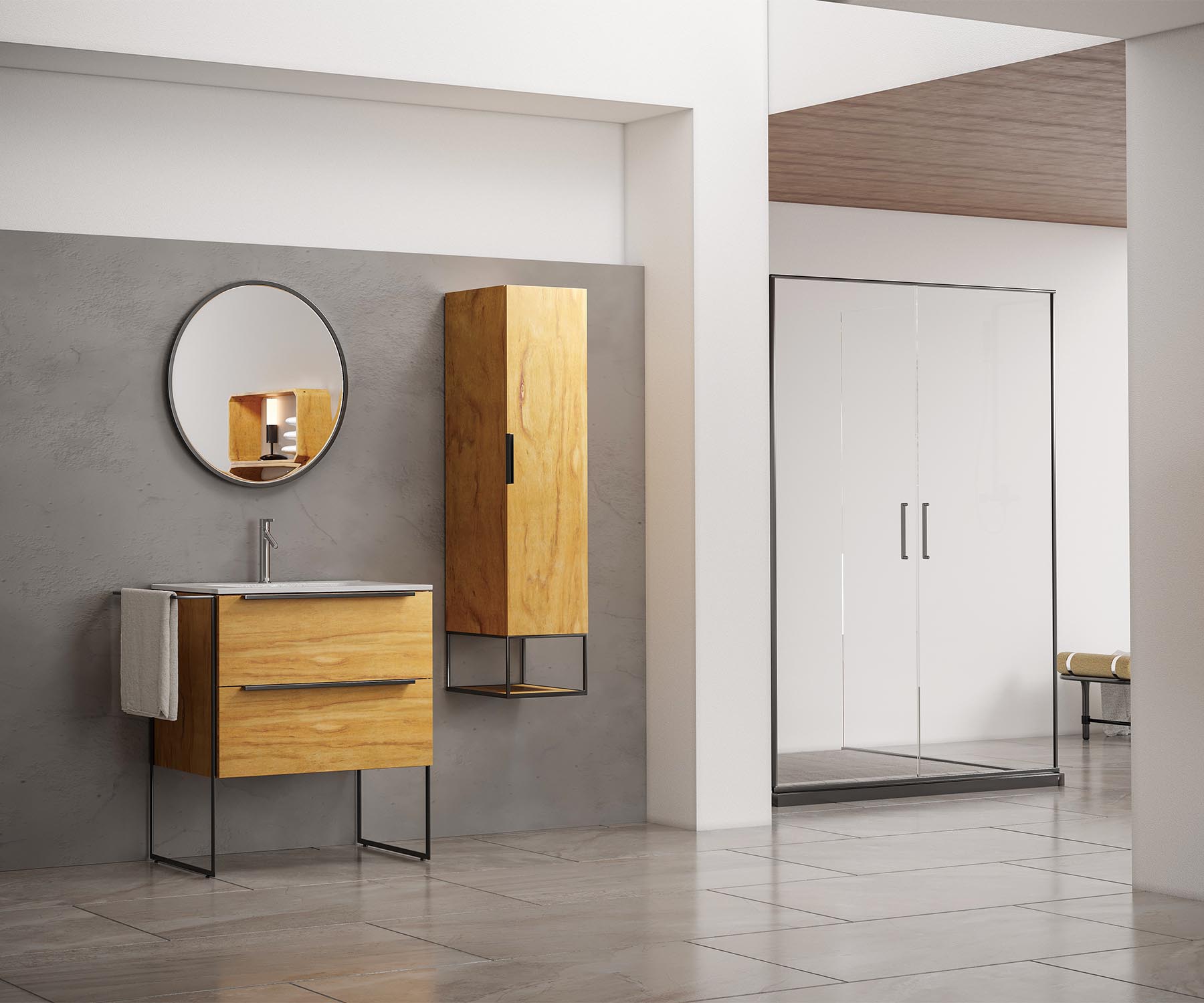 MFC paint-free board freestanding bathroom cabinet